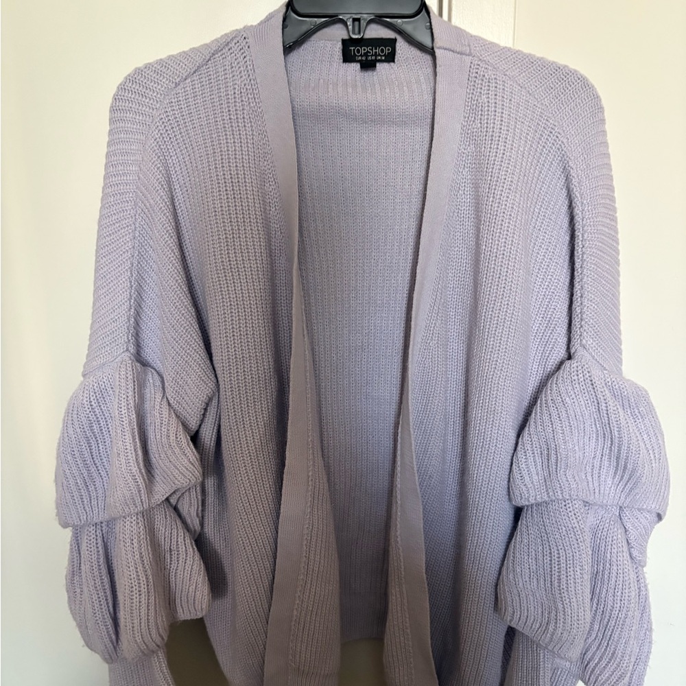 Topshop Lilac Ruffle Sleeve Cardigan